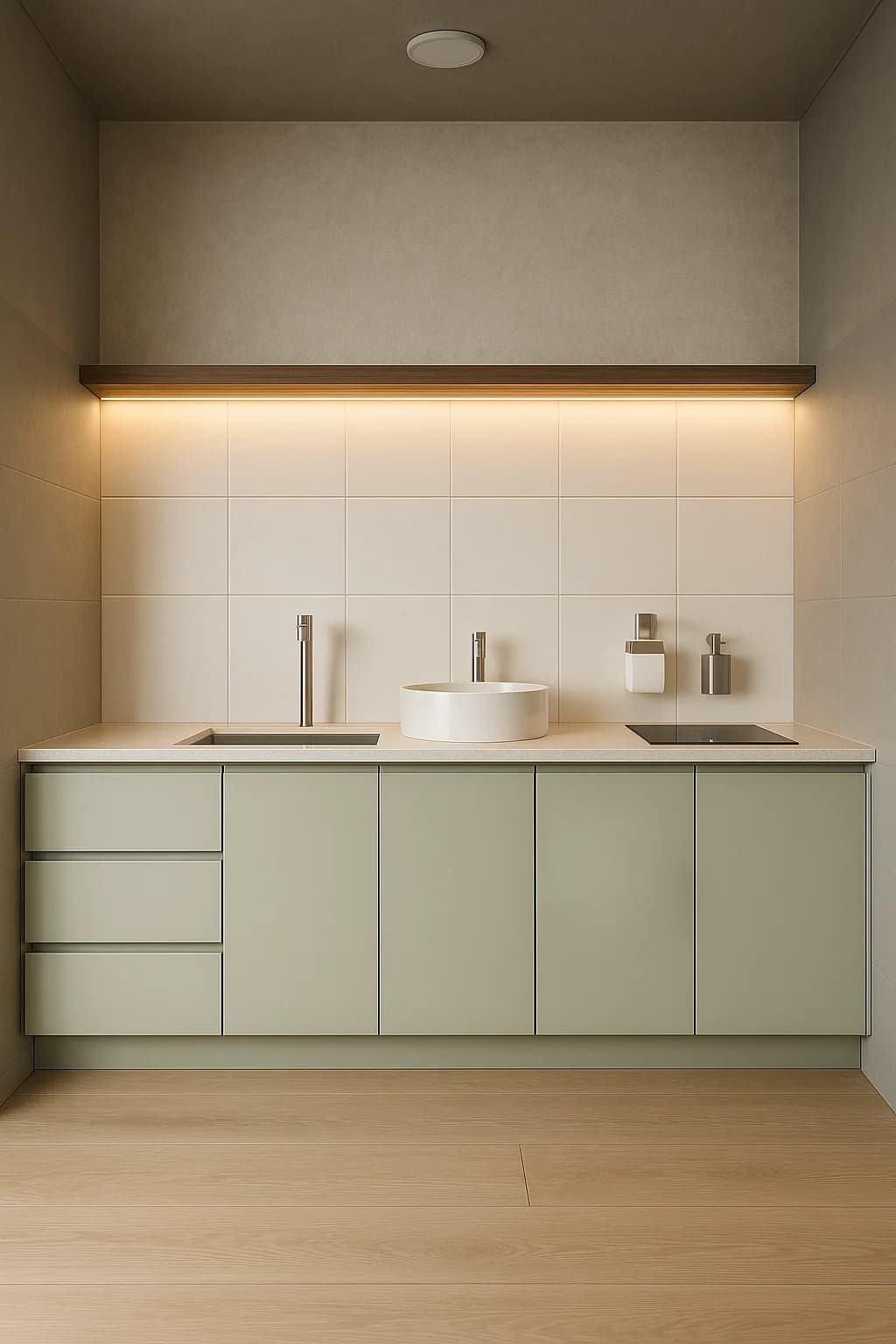 Sala de esterilização com bancada em U