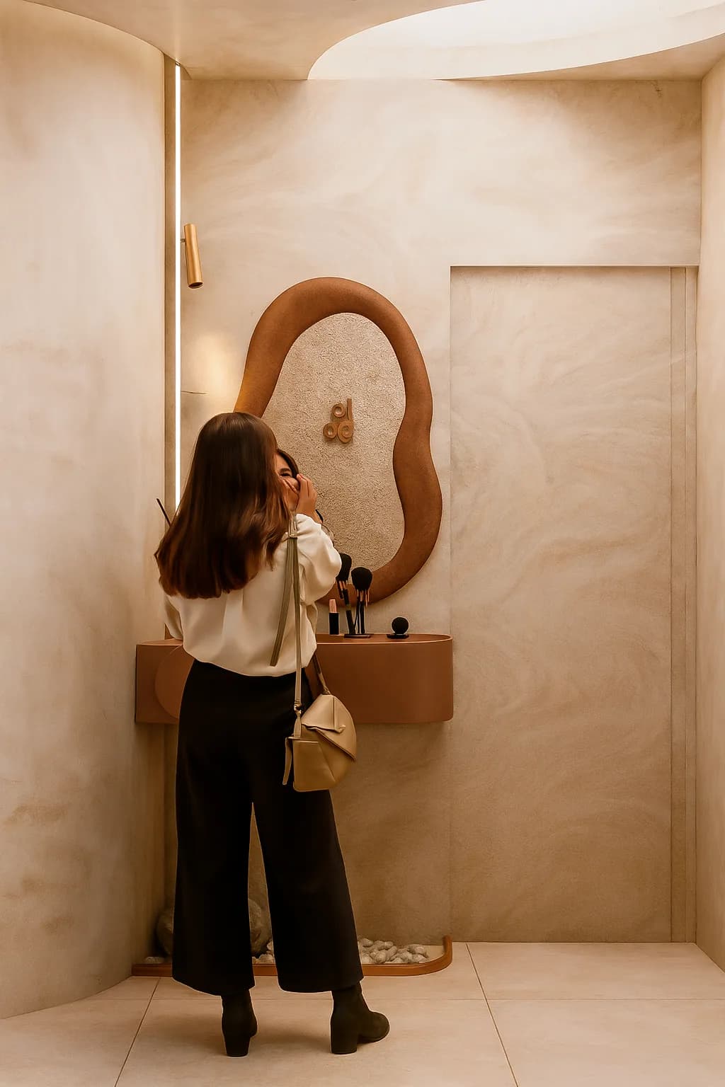 Recepção — banco e iluminação